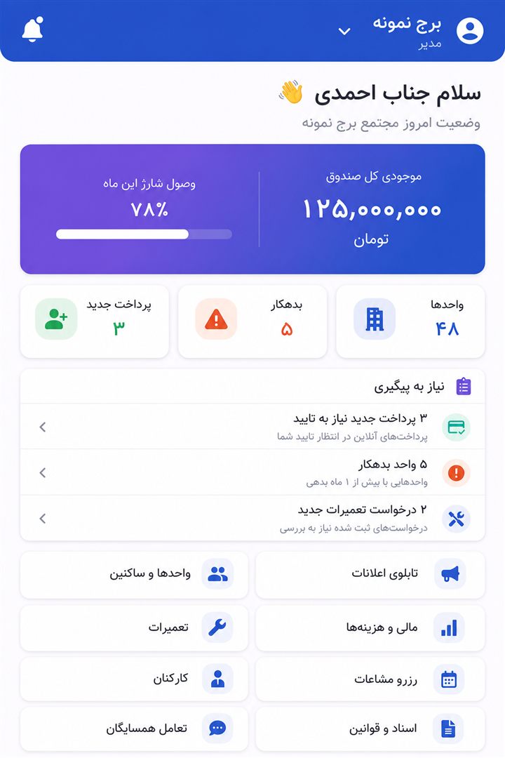 داشبورد مدیریت ساختمان